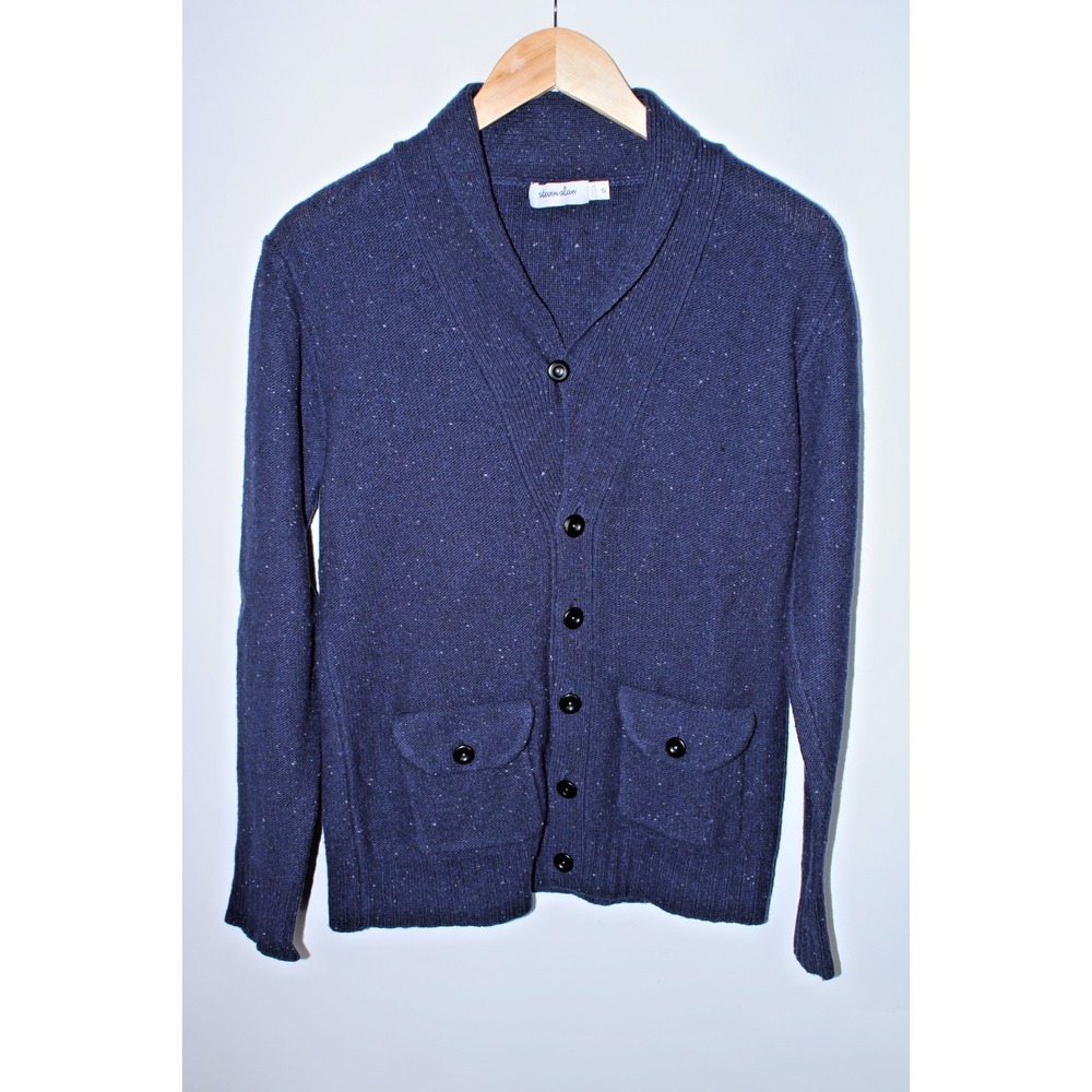 Steven Alan Men's Small Navy Blue Wool Blend Button Down Cardigan